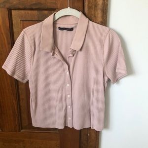 Mauve Abercrombie & Fitch ribbed button down